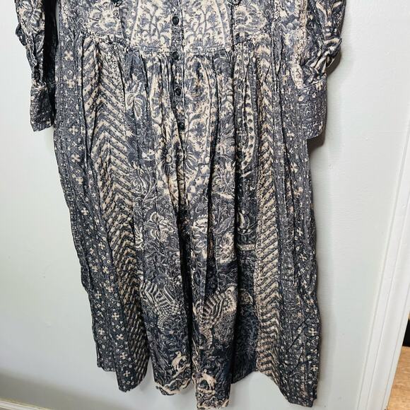 ULLA JOHNSON Lucinda Puff Sleeve Corduroy Button Collared Midi Dress Size 10 - Picture 6 of 14